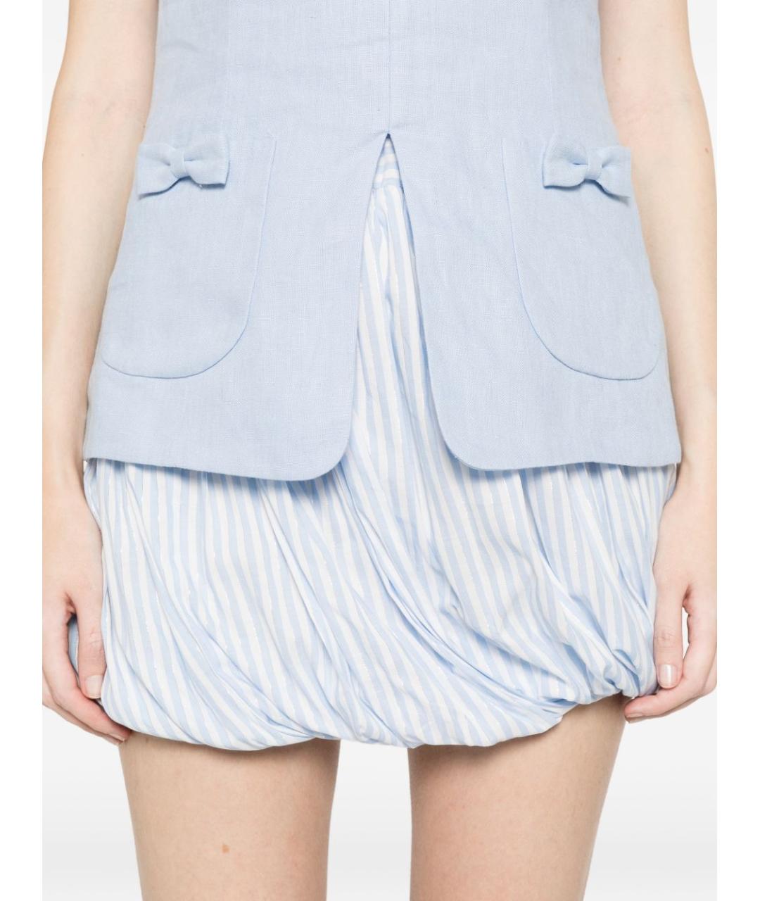 TWIN-SET Голубая хлопковая юбка мини, фото 4