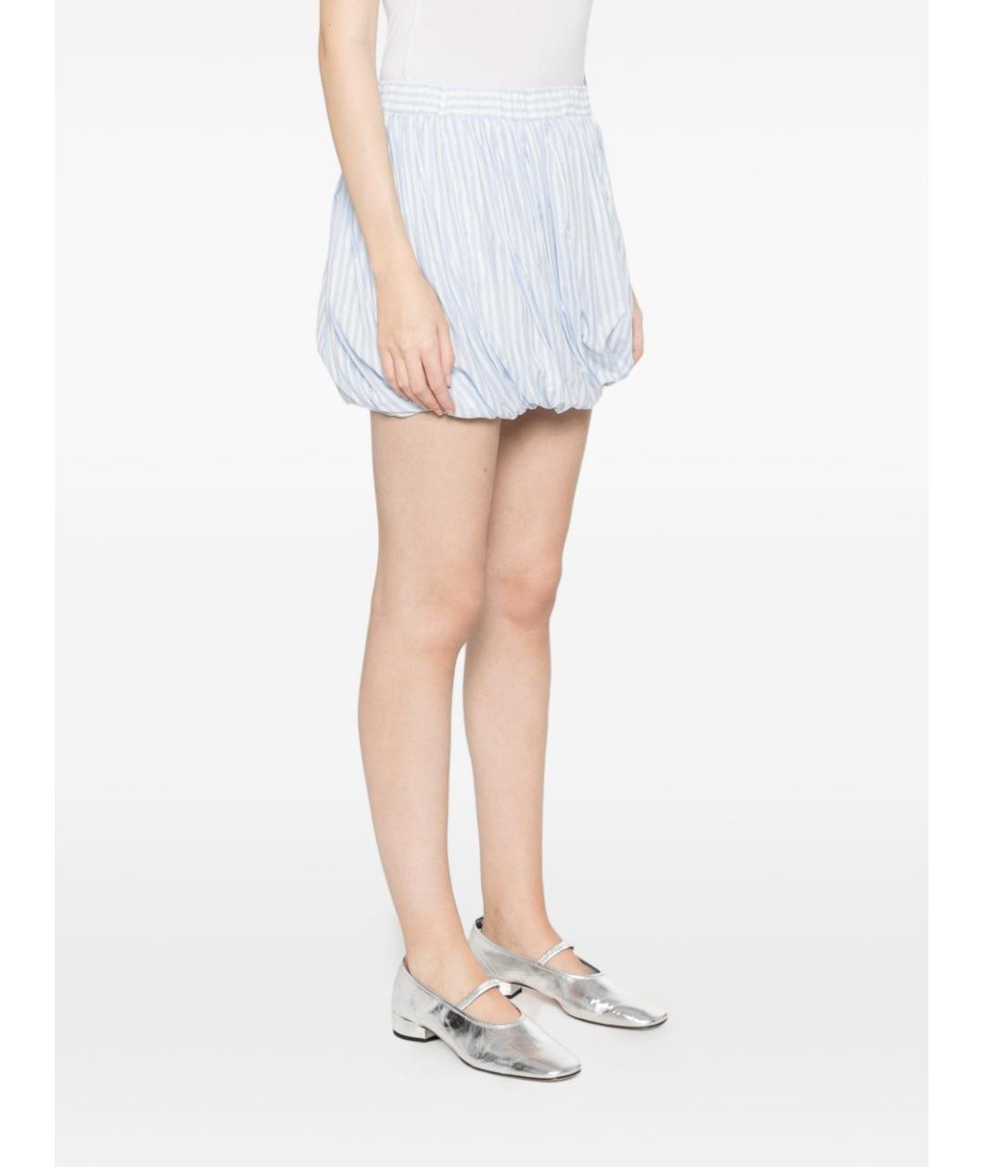 TWIN-SET Голубая хлопковая юбка мини, фото 2