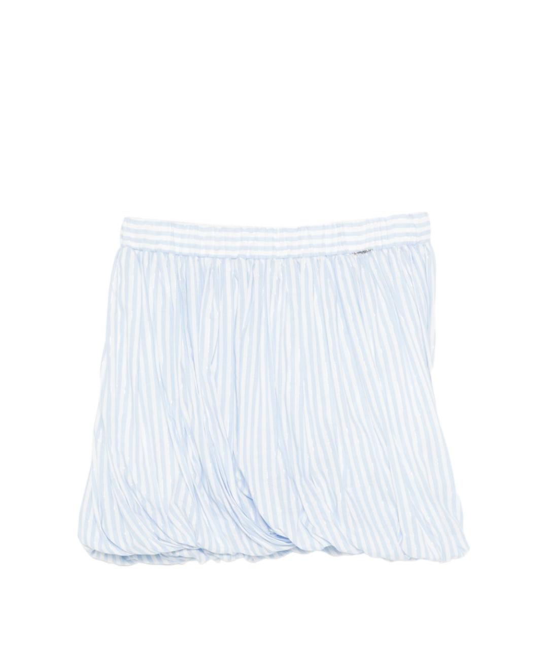 TWIN-SET Голубая хлопковая юбка мини, фото 1