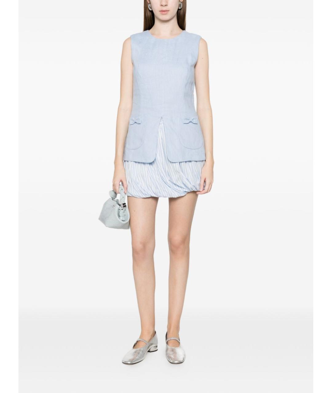 TWIN-SET Голубая хлопковая юбка мини, фото 3