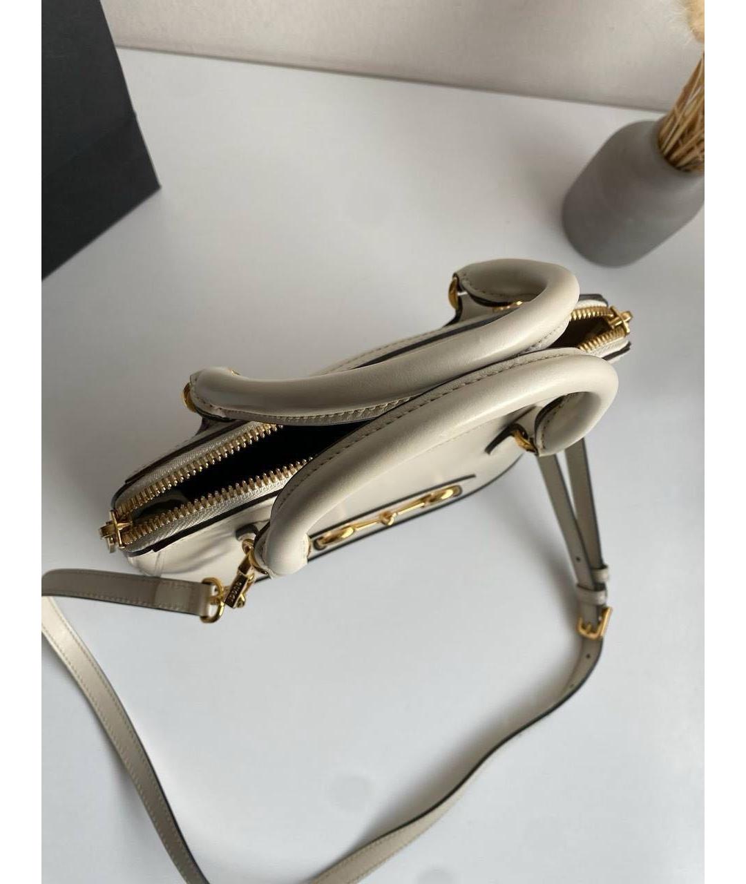 GUCCI Бежевая кожаная сумка с короткими ручками, фото 7