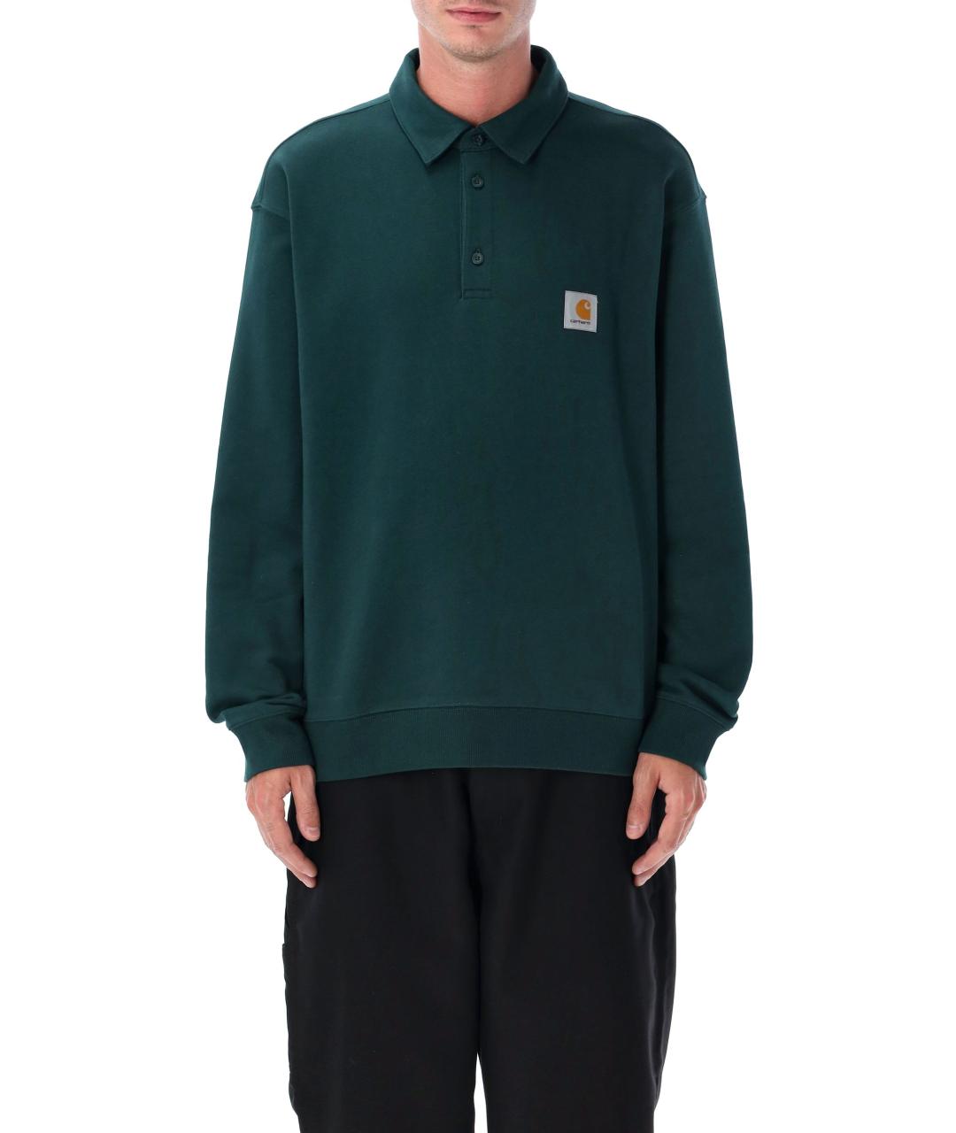 CARHARTT WIP Зеленые хлопковое поло с длинным рукавом, фото 2