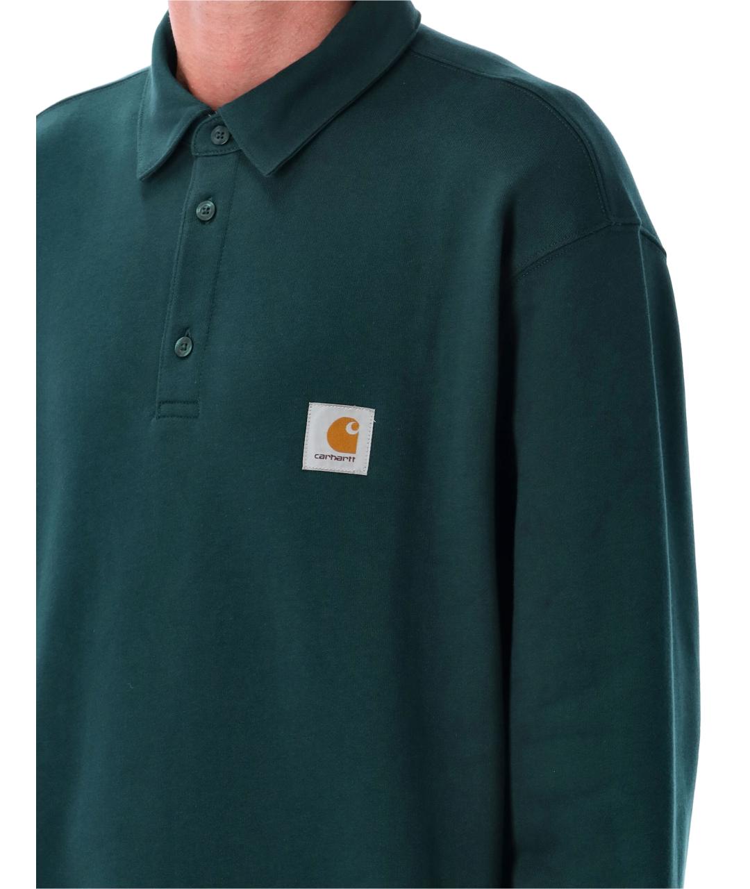 CARHARTT WIP Зеленые хлопковое поло с длинным рукавом, фото 6