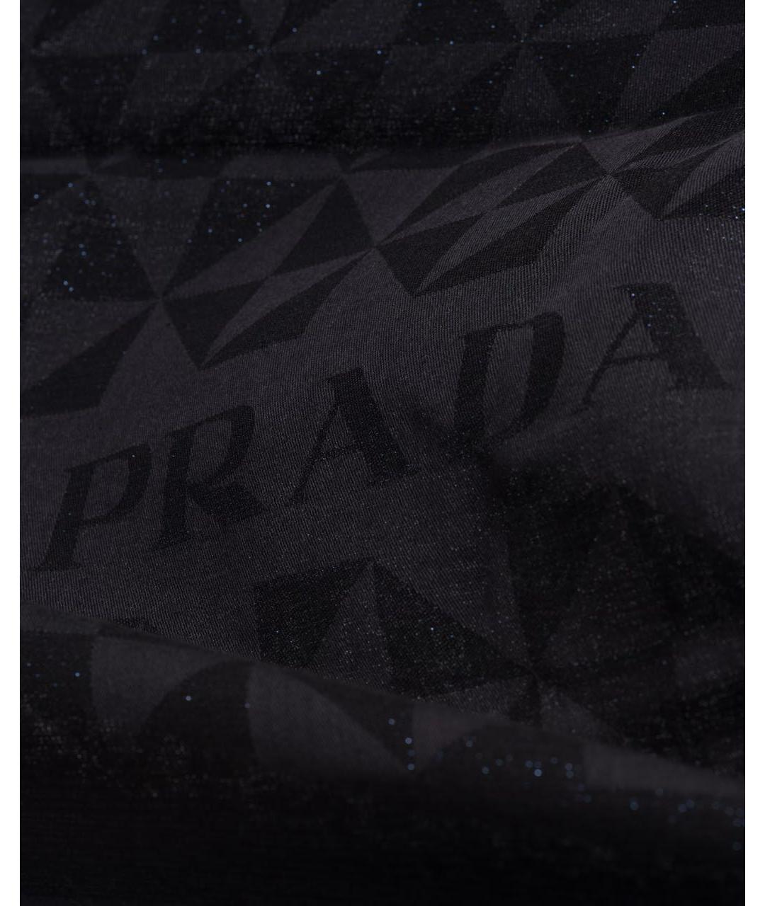 PRADA Черный шерстяной шарф, фото 2
