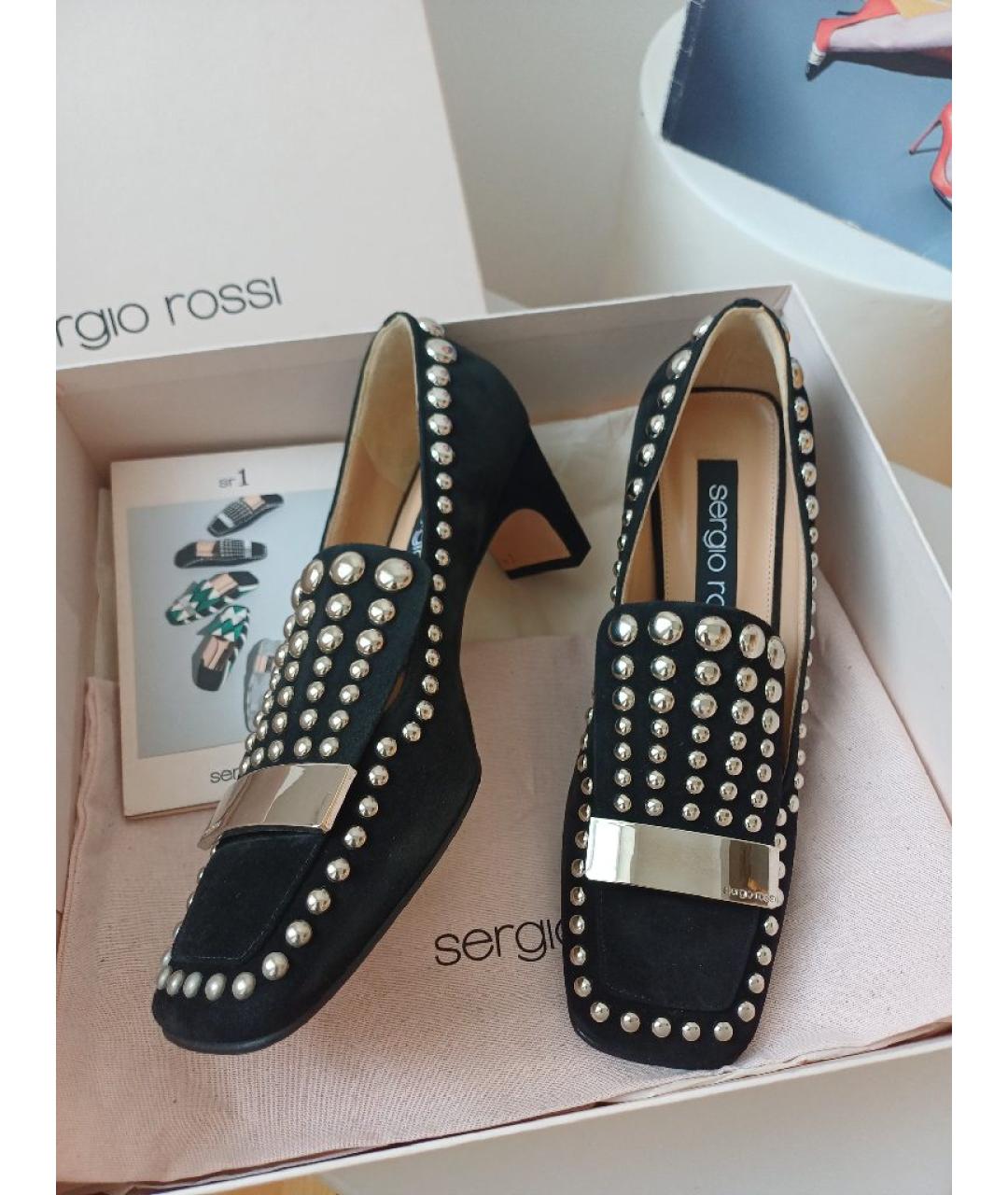 SERGIO ROSSI Черные замшевые туфли, фото 2