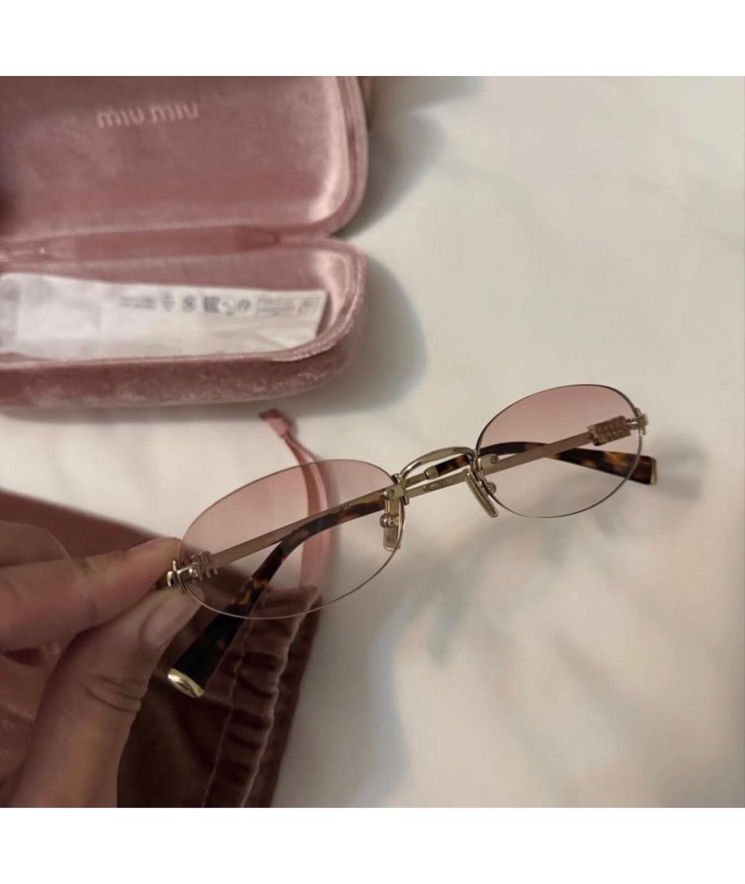 MIU MIU Розовые металлические солнцезащитные очки, фото 4