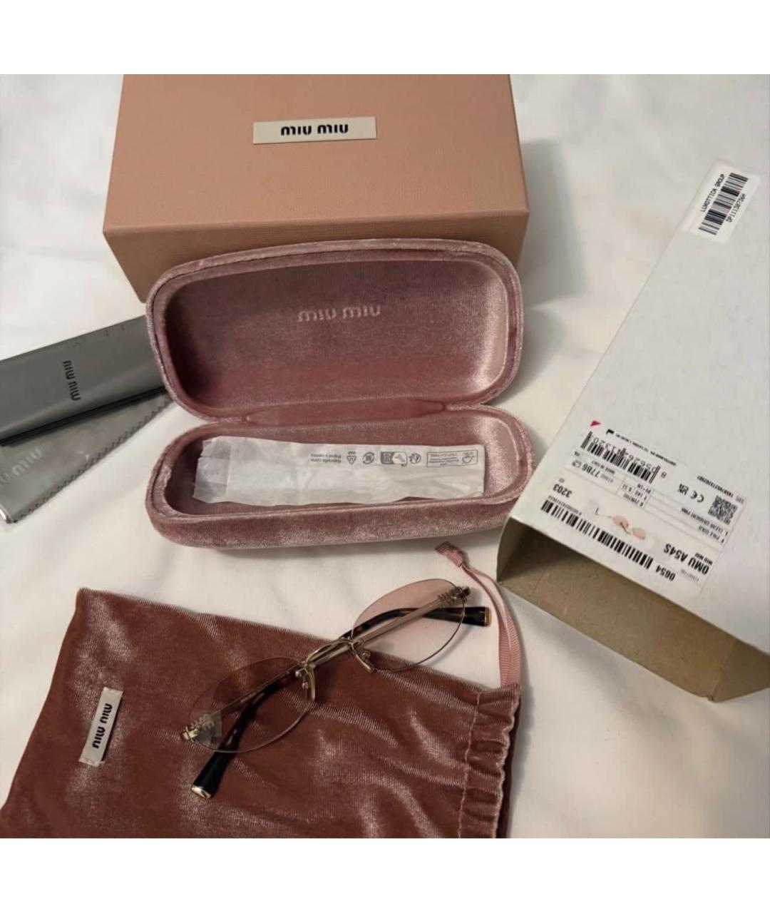 MIU MIU Розовые металлические солнцезащитные очки, фото 3