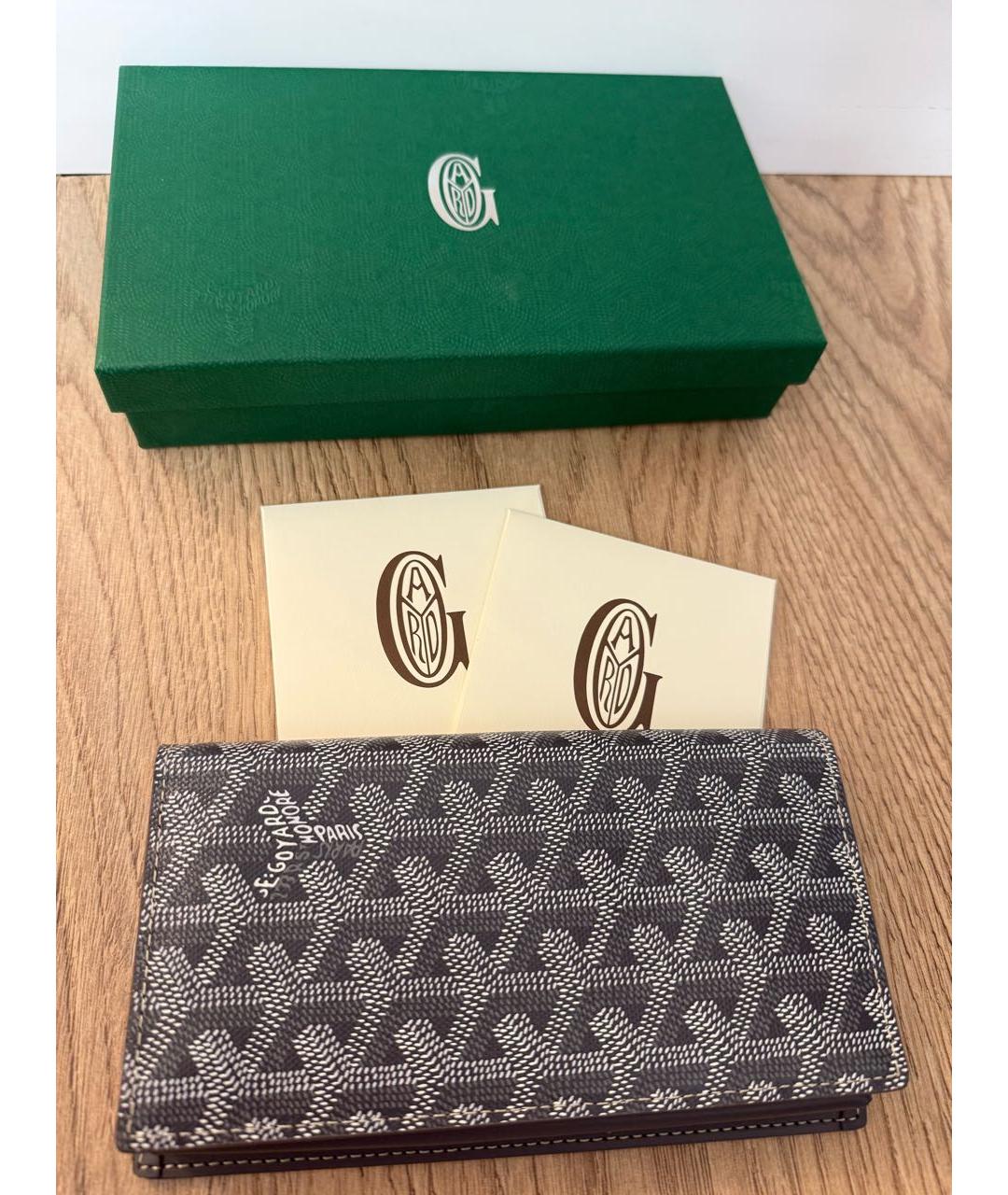 GOYARD Серый кожаный кошелек, фото 5