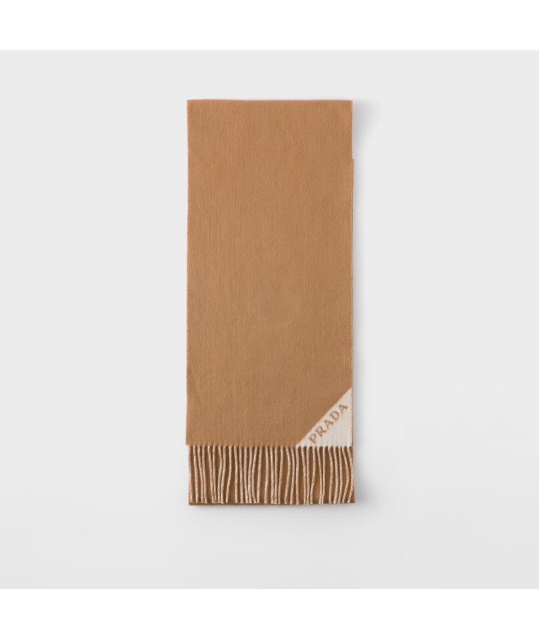 PRADA Коричневый кашемировый шарф, фото 3