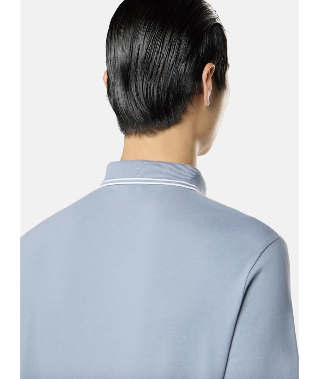 STONE ISLAND Голубое хлопковое поло с коротким рукавом, фото 4