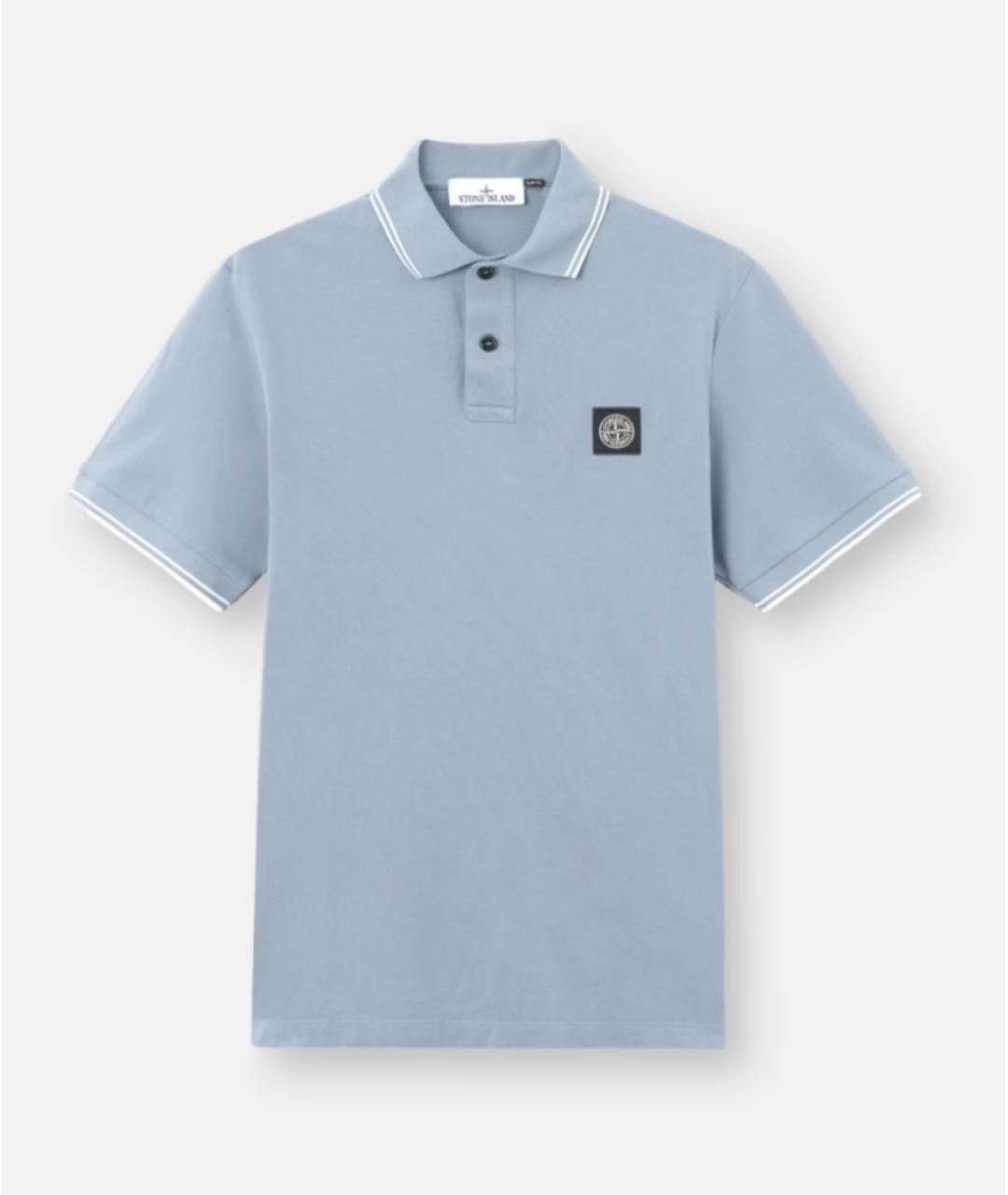 STONE ISLAND Голубое хлопковое поло с коротким рукавом, фото 6