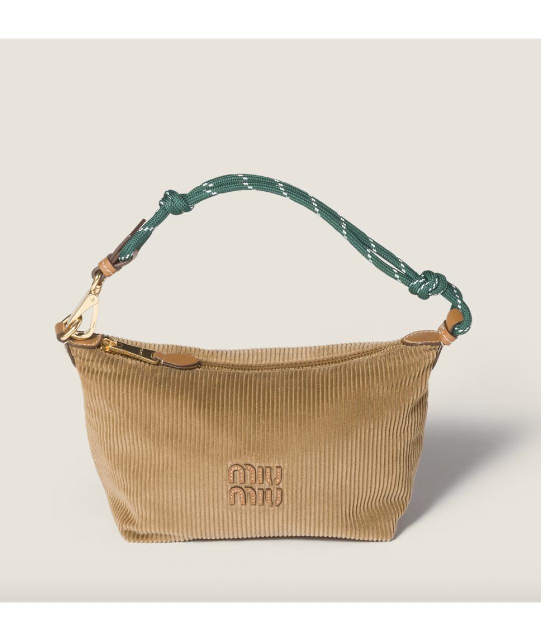 MIU MIU Бежевая хлопковая сумка через плечо, фото 5