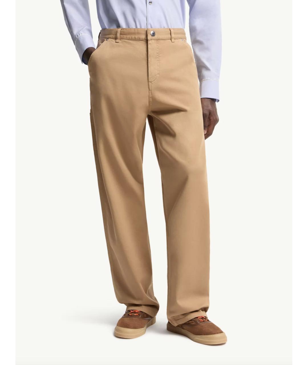 MONCLER Бежевые хлопковые повседневные брюки, фото 4