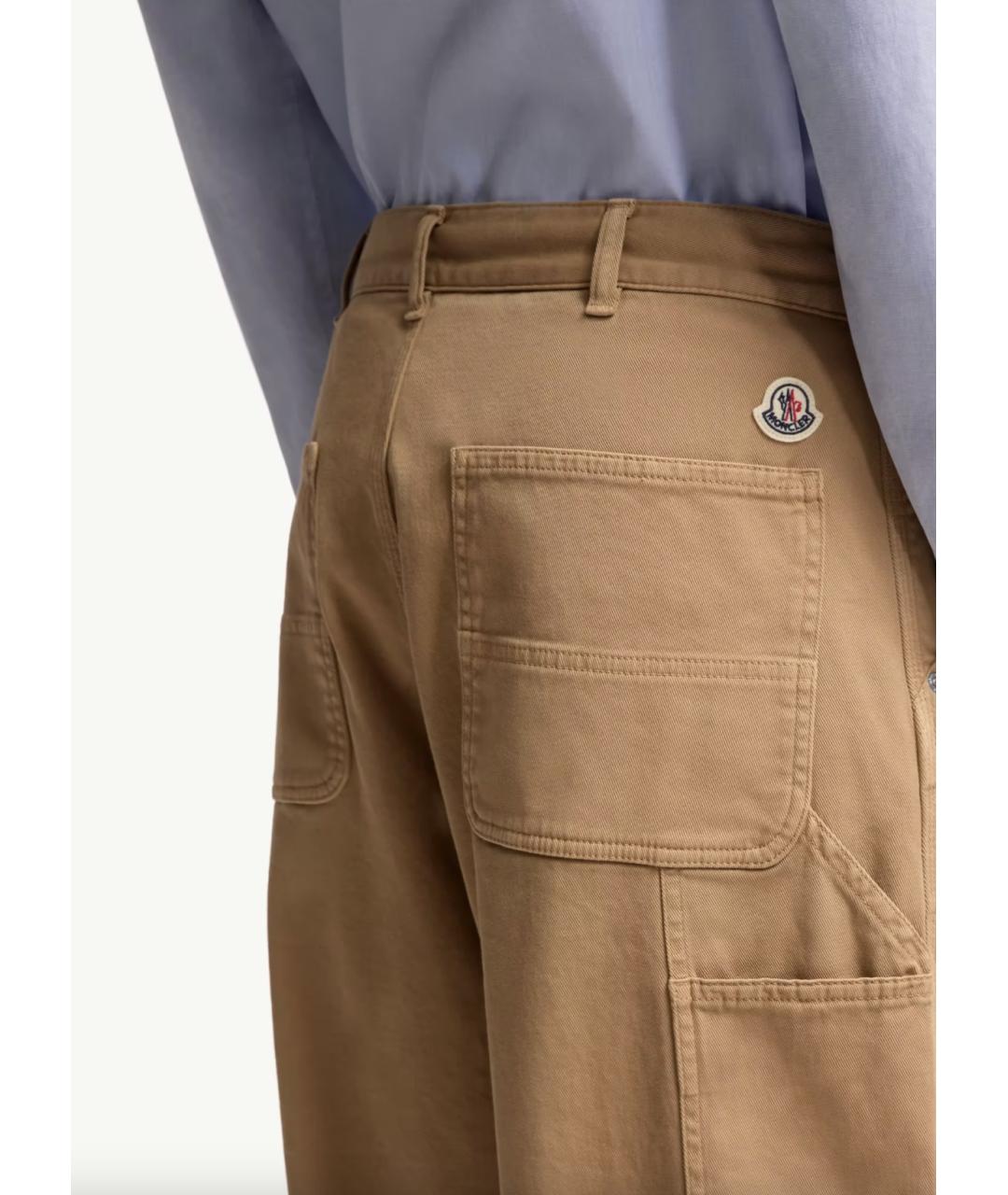 MONCLER Бежевые хлопковые повседневные брюки, фото 6