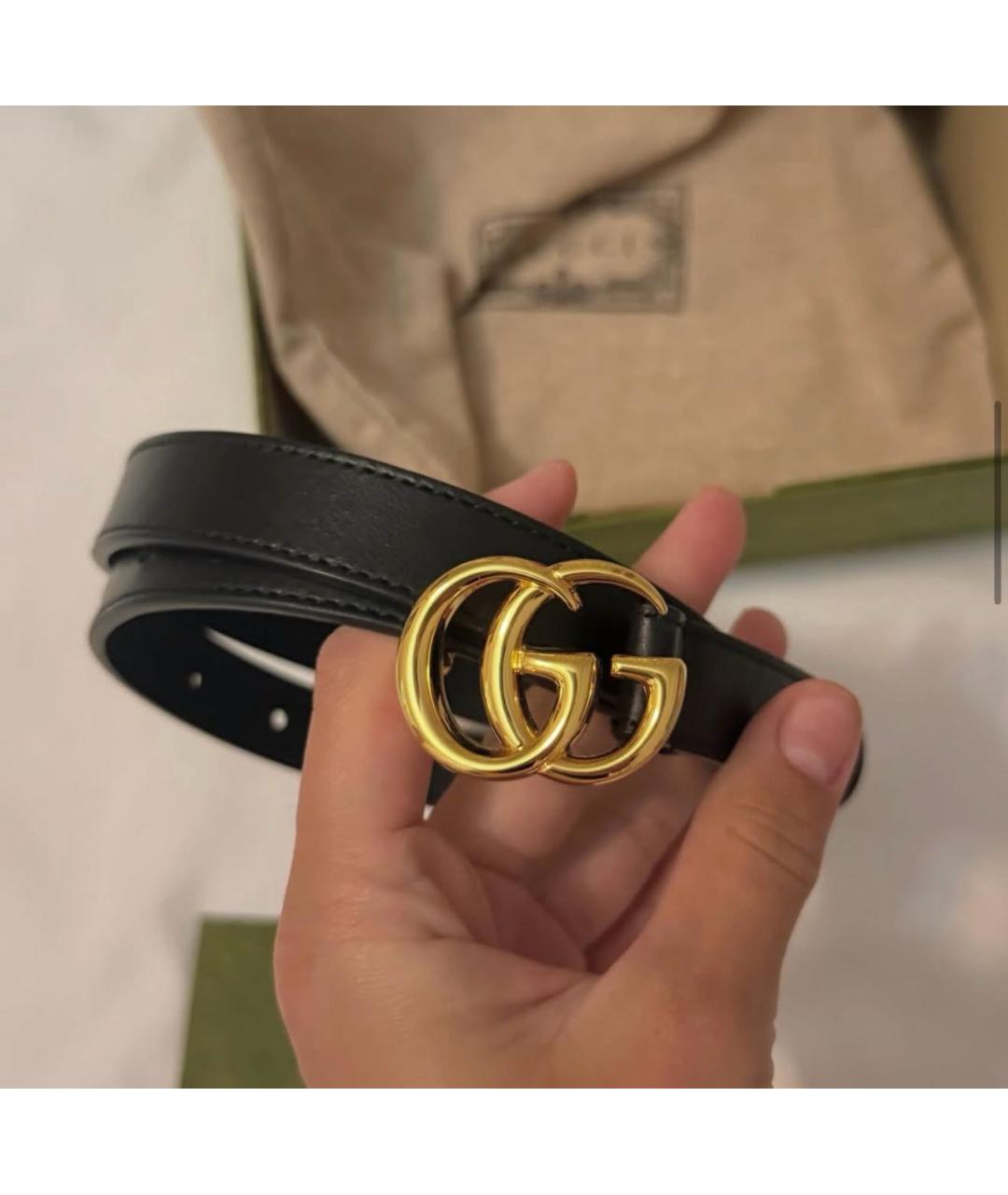 GUCCI Черный кожаный ремень, фото 2