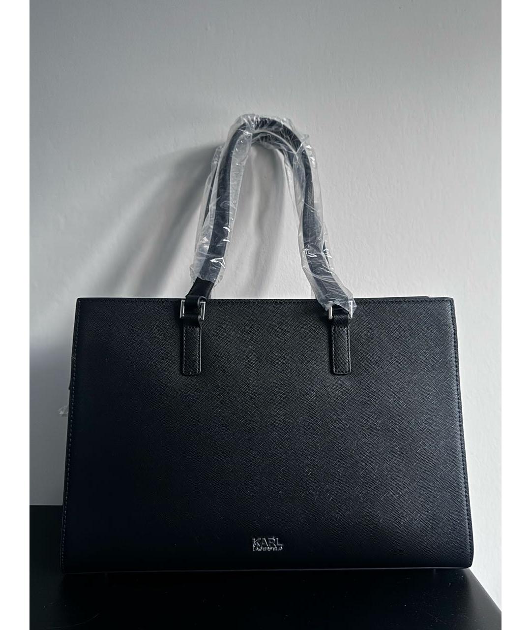 KARL LAGERFELD Черная сумка тоут из искусственной кожи, фото 3