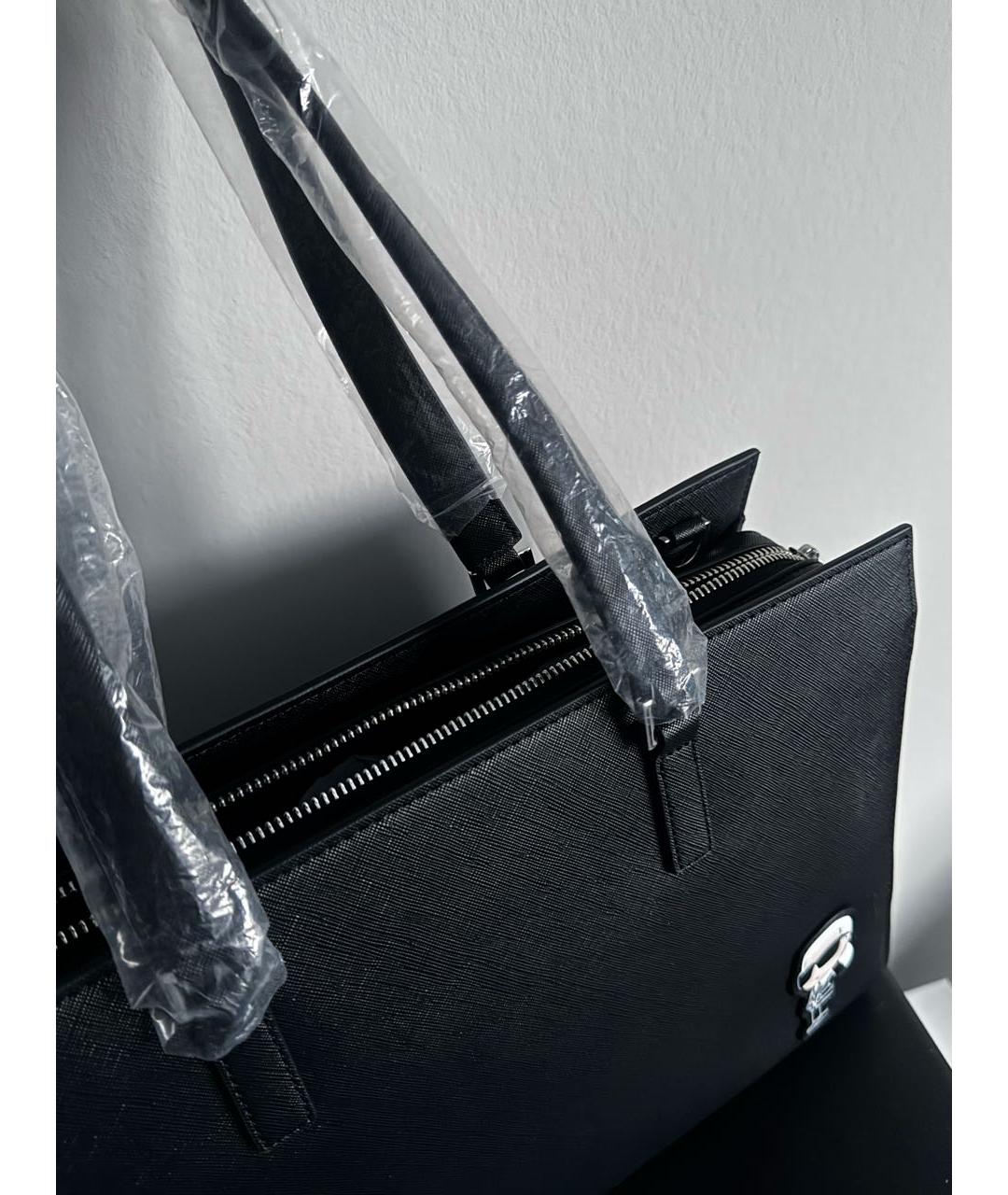 KARL LAGERFELD Черная сумка тоут из искусственной кожи, фото 4