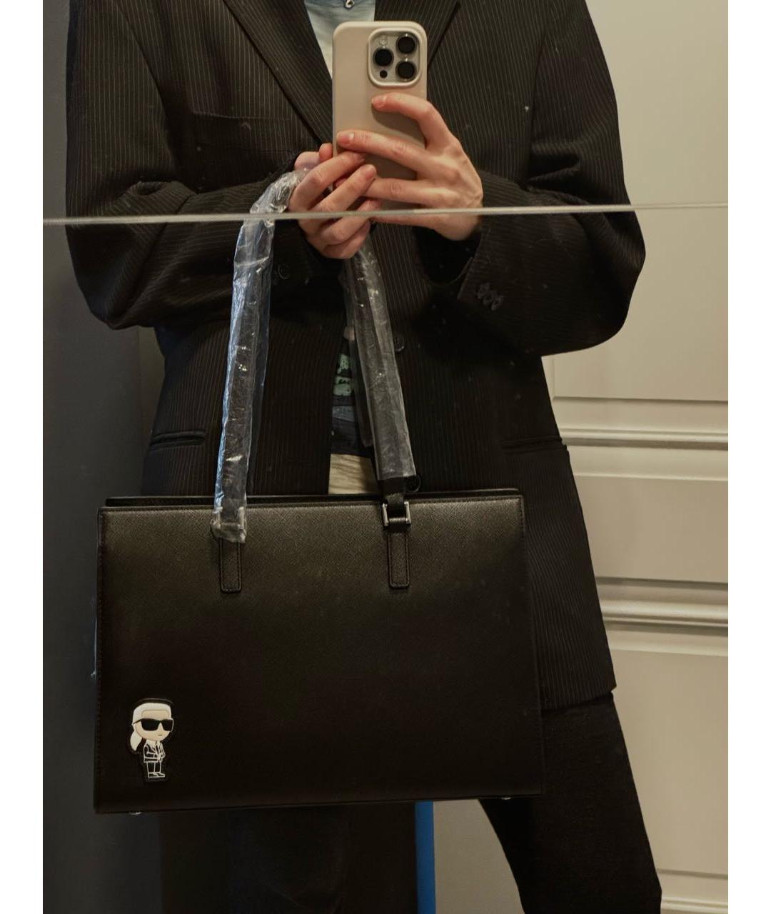 KARL LAGERFELD Черная сумка тоут из искусственной кожи, фото 7