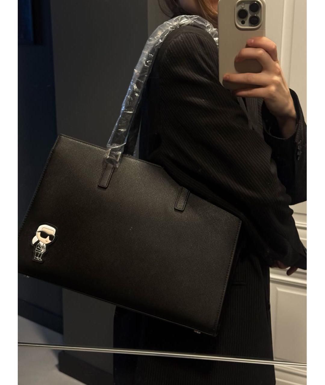 KARL LAGERFELD Черная сумка тоут из искусственной кожи, фото 5