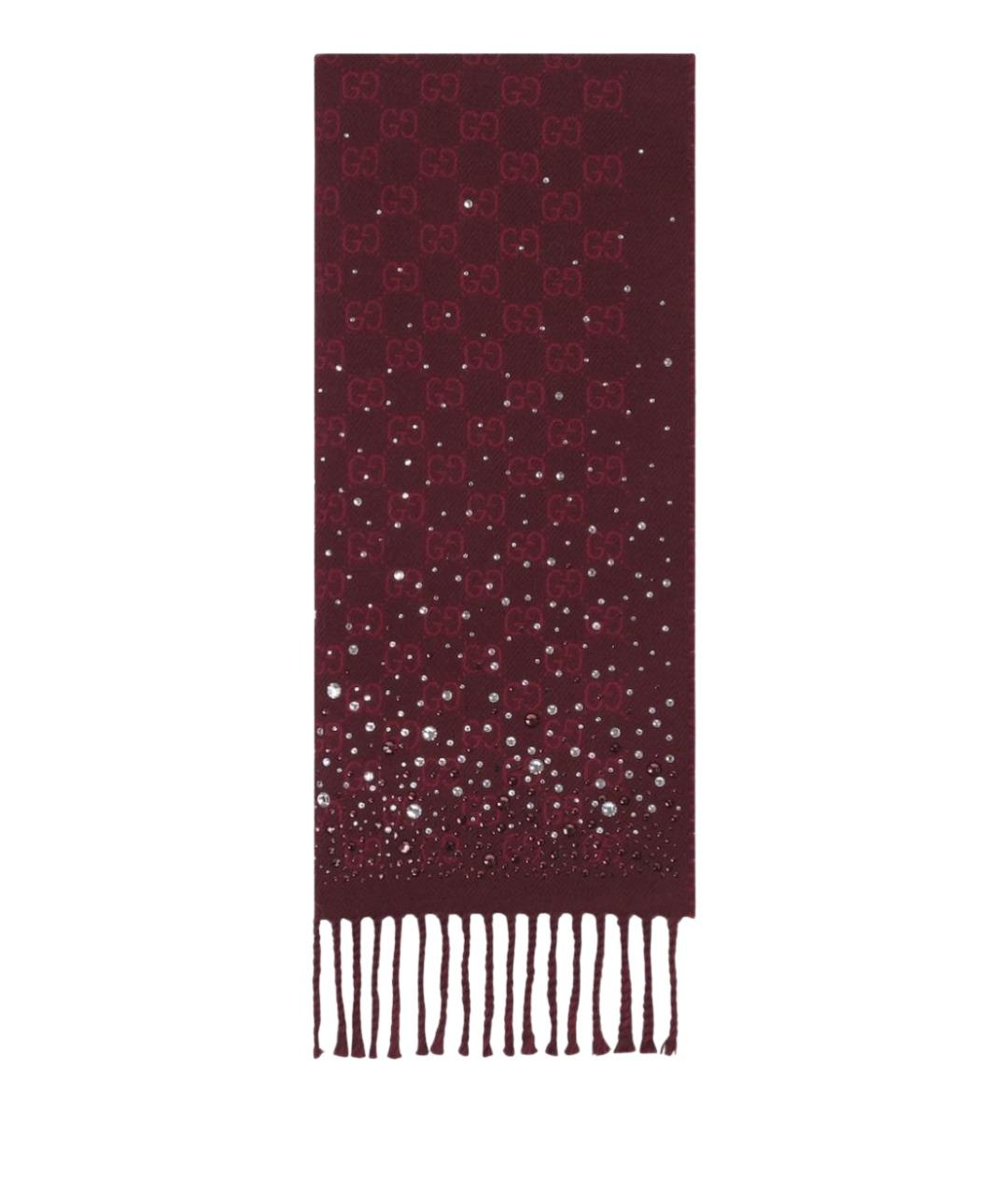 GUCCI Бордовый шерстяной шарф, фото 1