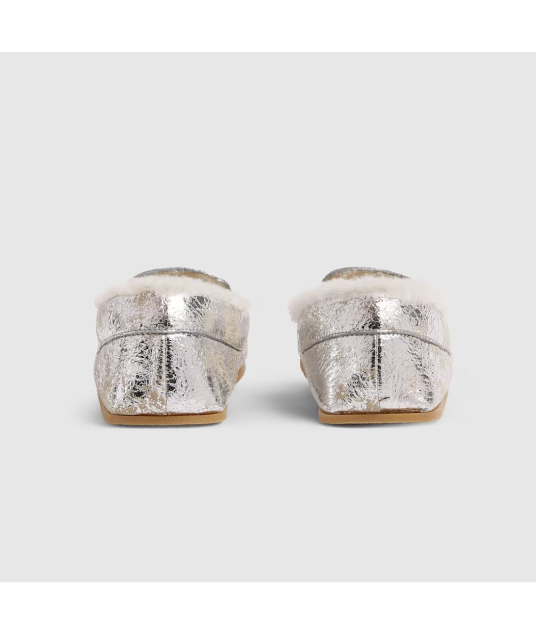 GUCCI Серебряные кожаные мокасины, фото 4