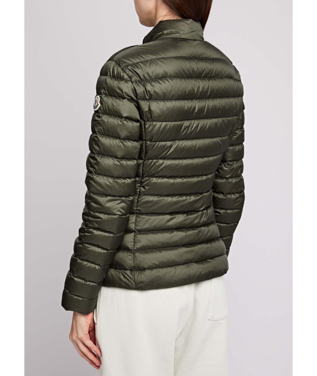 MONCLER Зеленый полиамидовый пуховик, фото 3