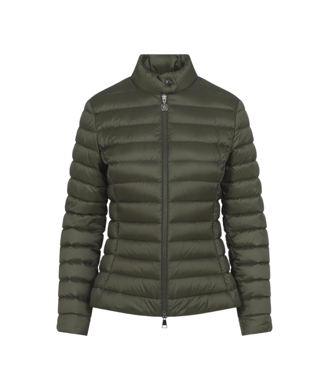 MONCLER Зеленый полиамидовый пуховик, фото 1