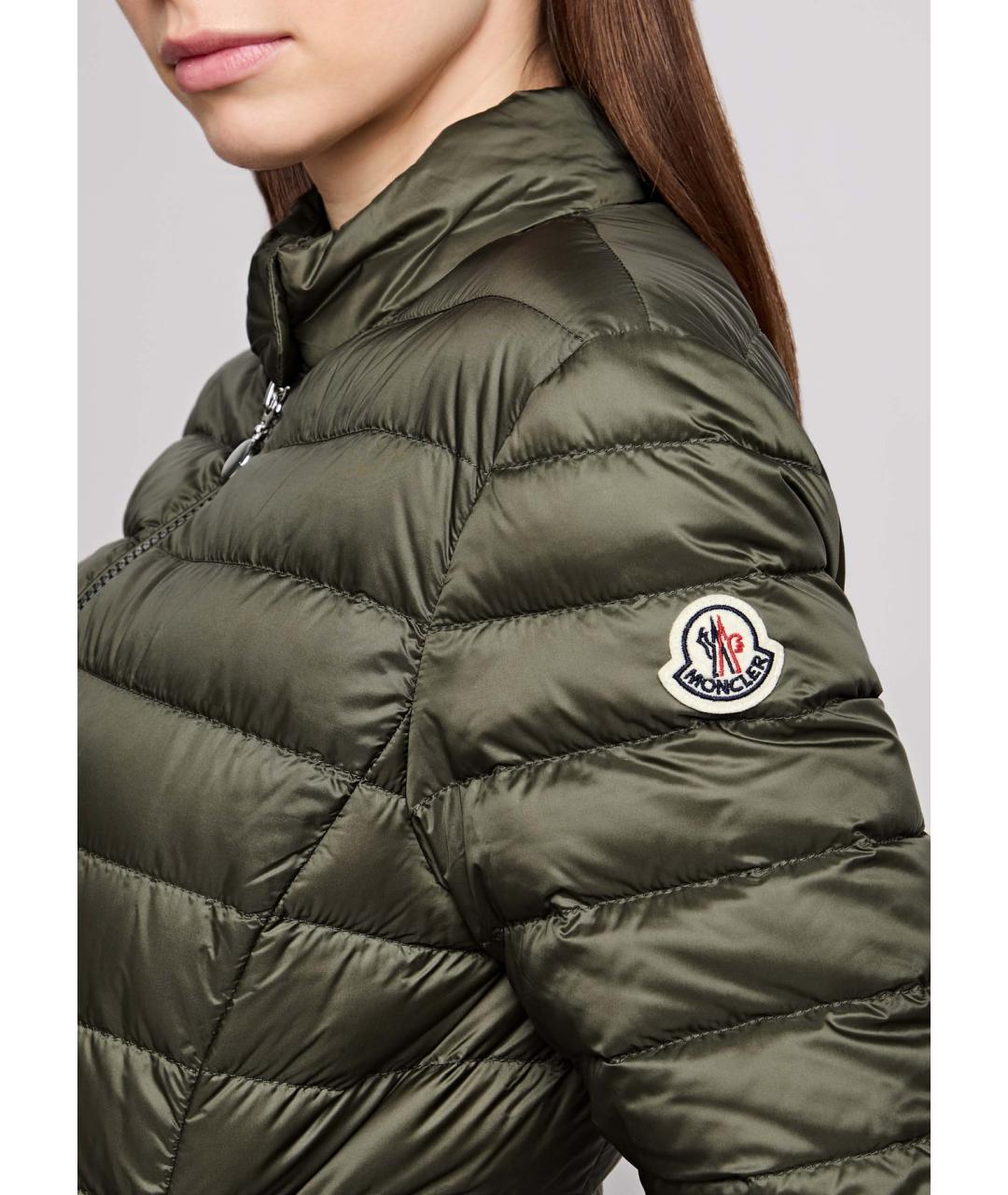 MONCLER Зеленый полиамидовый пуховик, фото 5