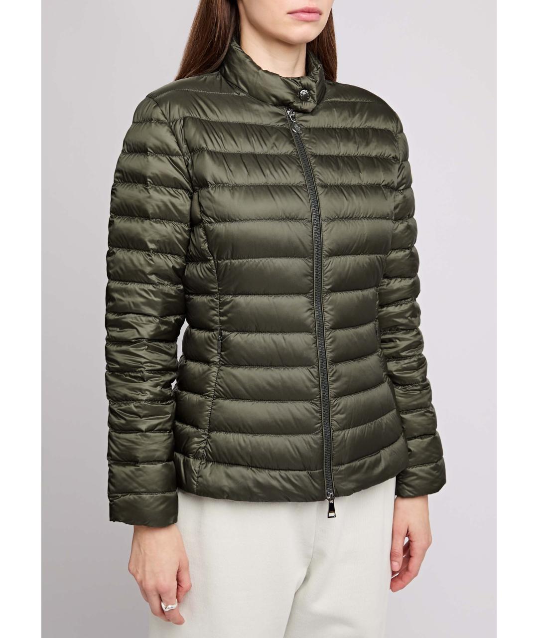 MONCLER Зеленый полиамидовый пуховик, фото 2