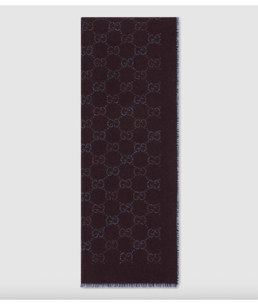 GUCCI Бордовый шерстяной шарф, фото 4