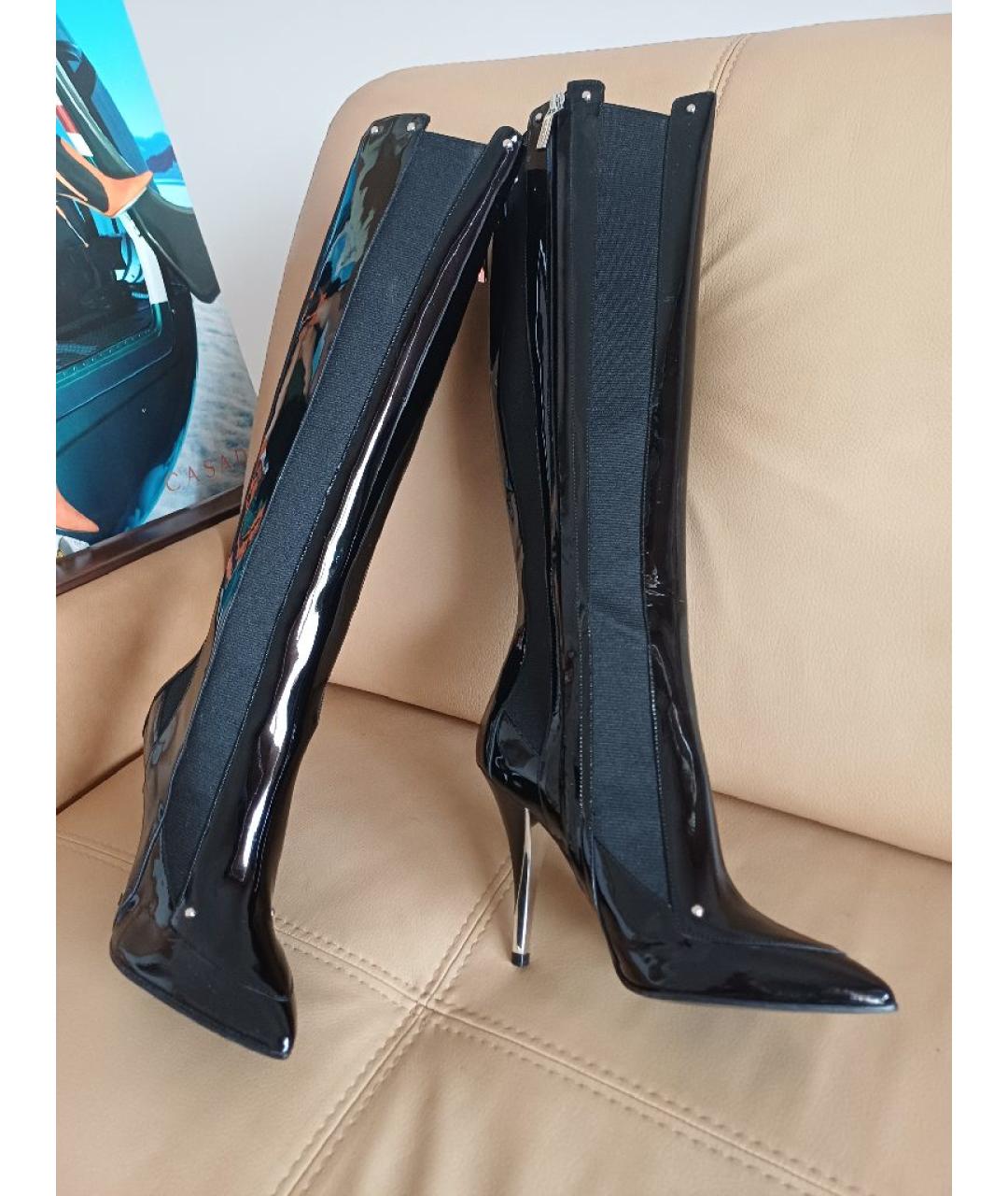 CASADEI Черные сапоги из лакированной кожи, фото 5