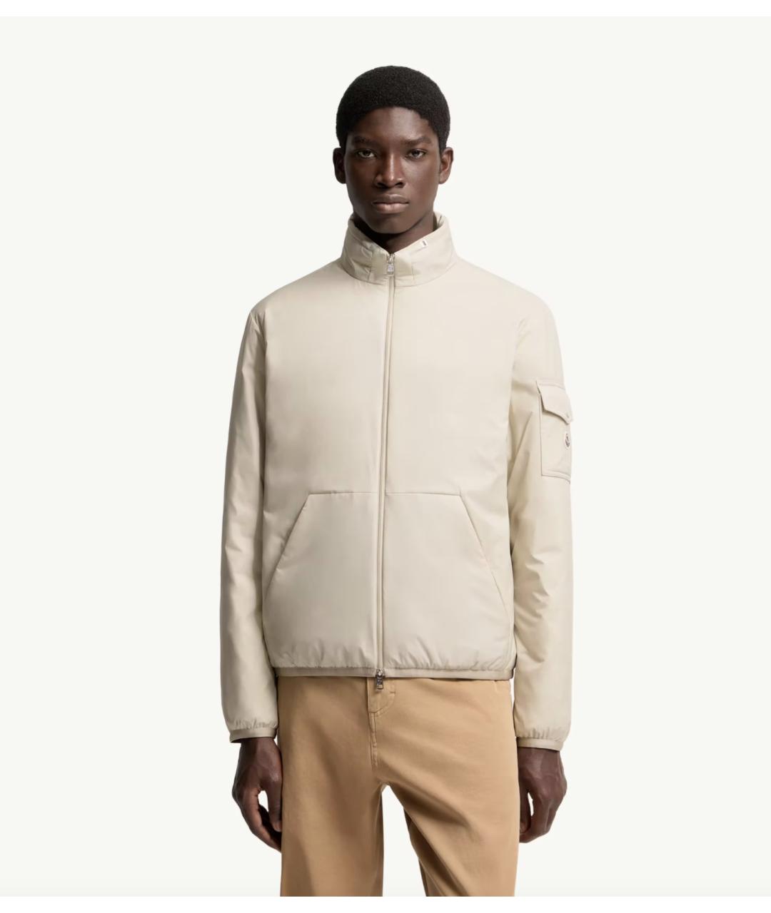 MONCLER Бежевая полиамидовая куртка, фото 4