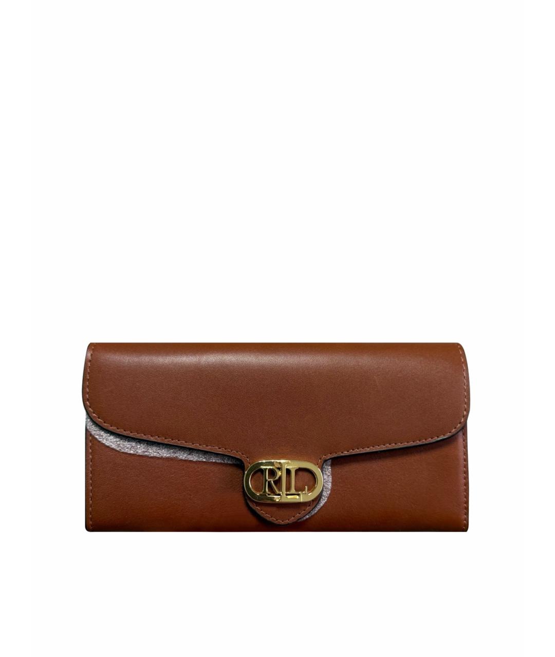 RALPH LAUREN Коричневый кожаный кошелек, фото 1