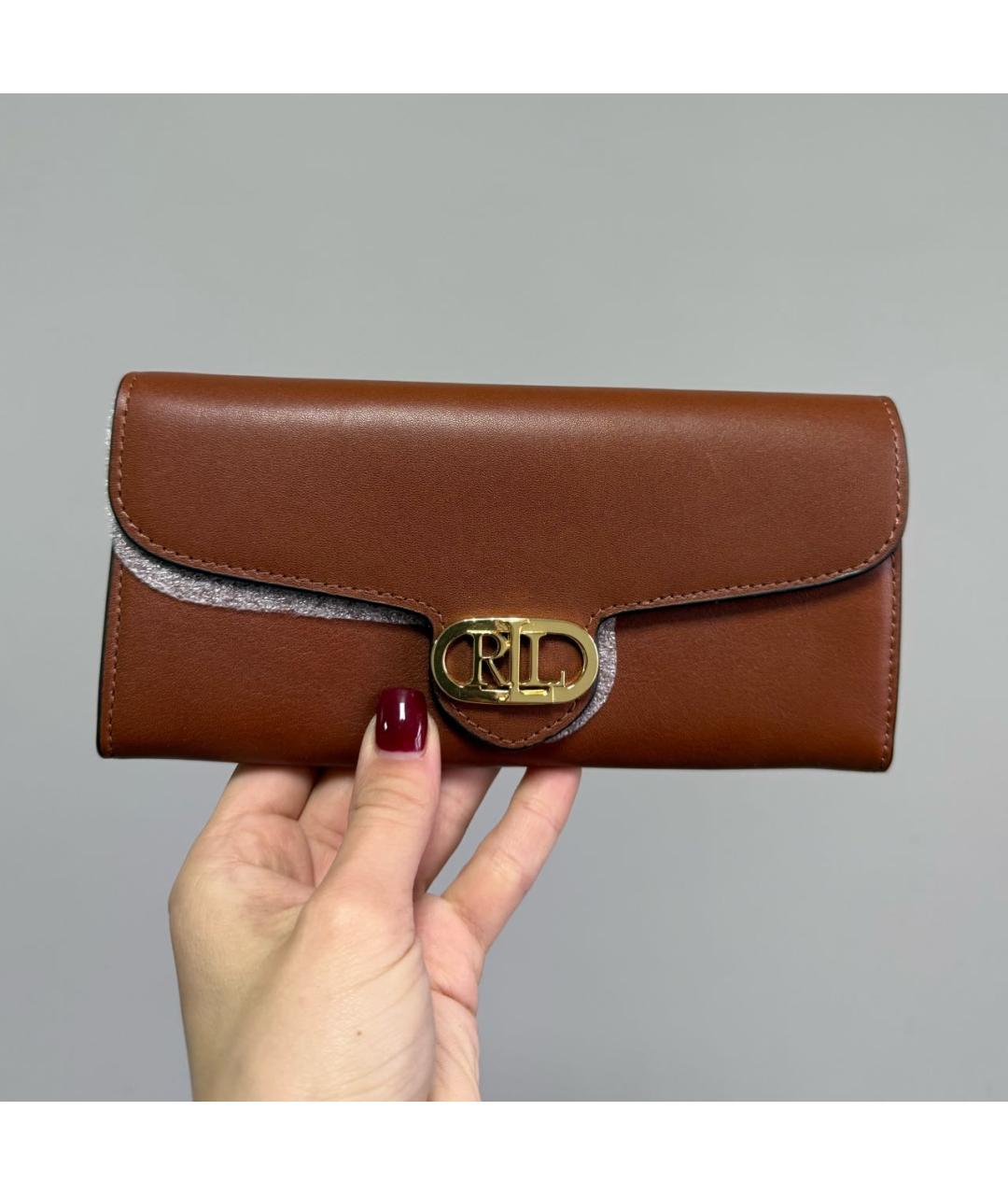 RALPH LAUREN Коричневый кожаный кошелек, фото 6
