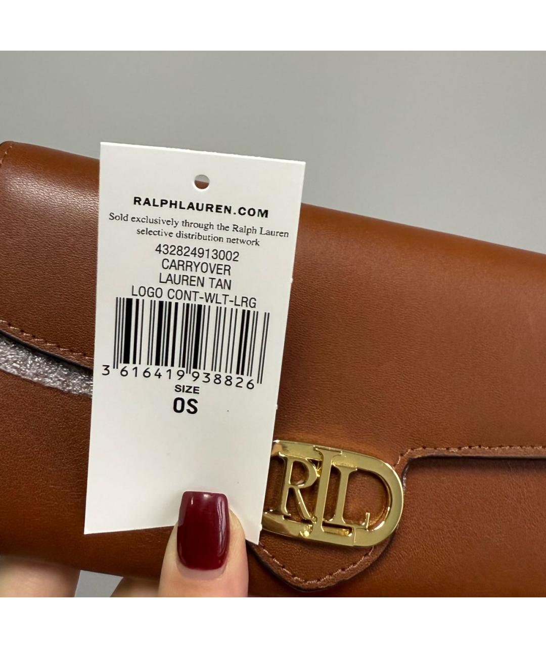 RALPH LAUREN Коричневый кожаный кошелек, фото 5