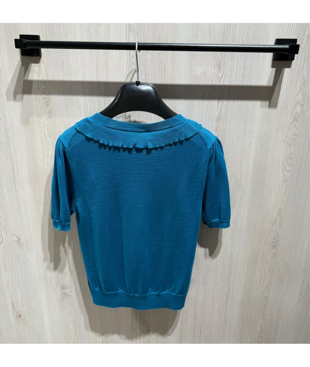 PRADA Синяя шерстяная футболка, фото 4