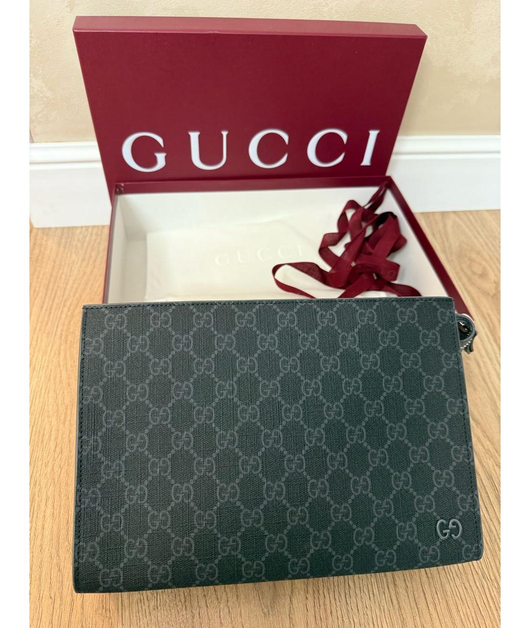 GUCCI Серая кожаная папка для документов, фото 2