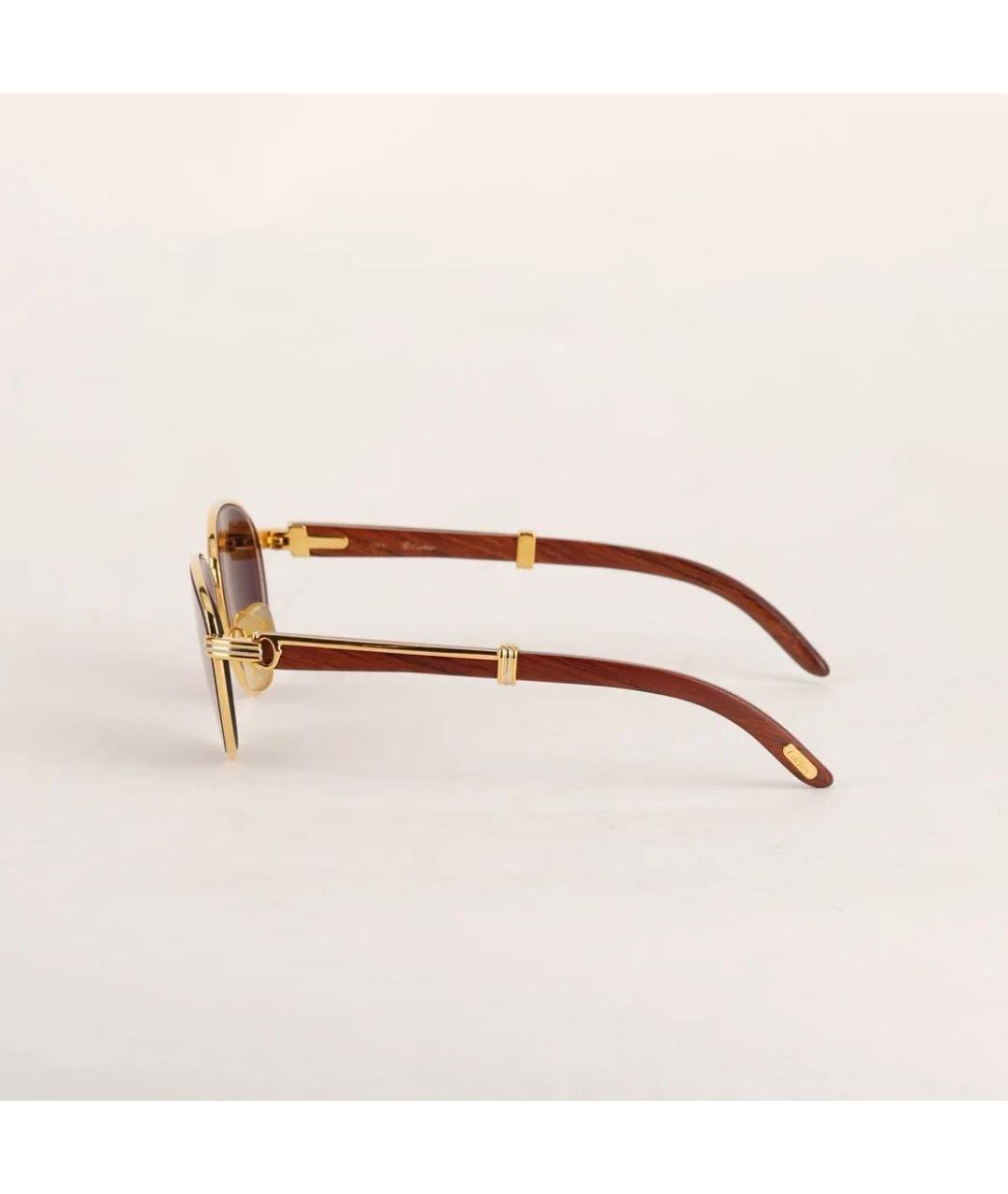 CARTIER Коричневые деревянные солнцезащитные очки, фото 5