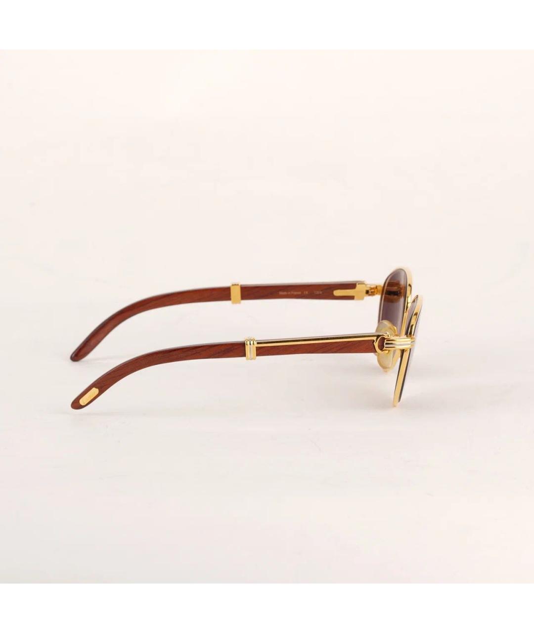 CARTIER Коричневые деревянные солнцезащитные очки, фото 4