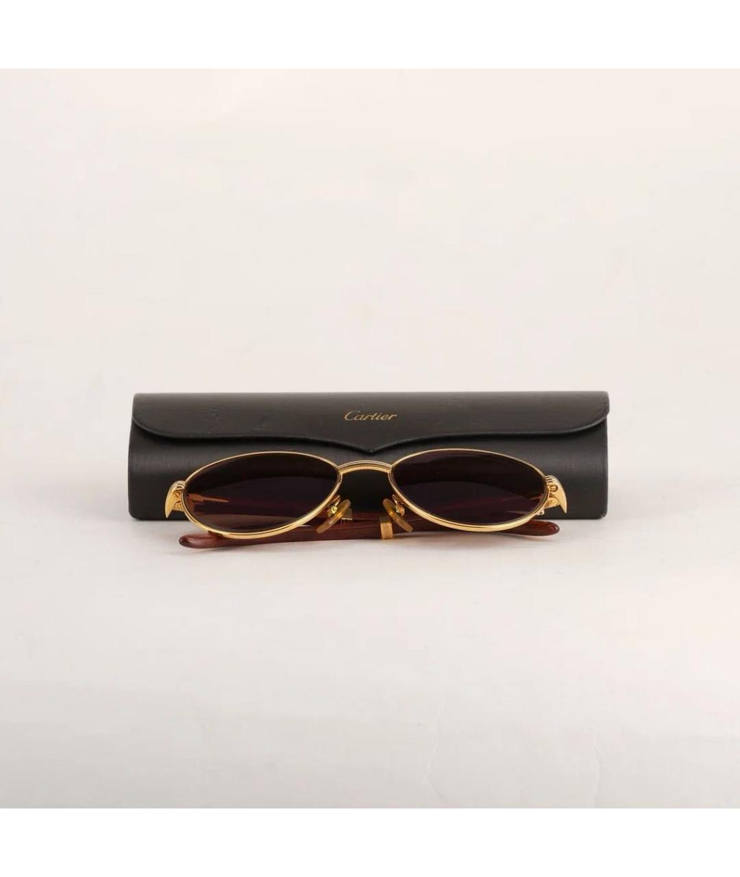 CARTIER Коричневые деревянные солнцезащитные очки, фото 2