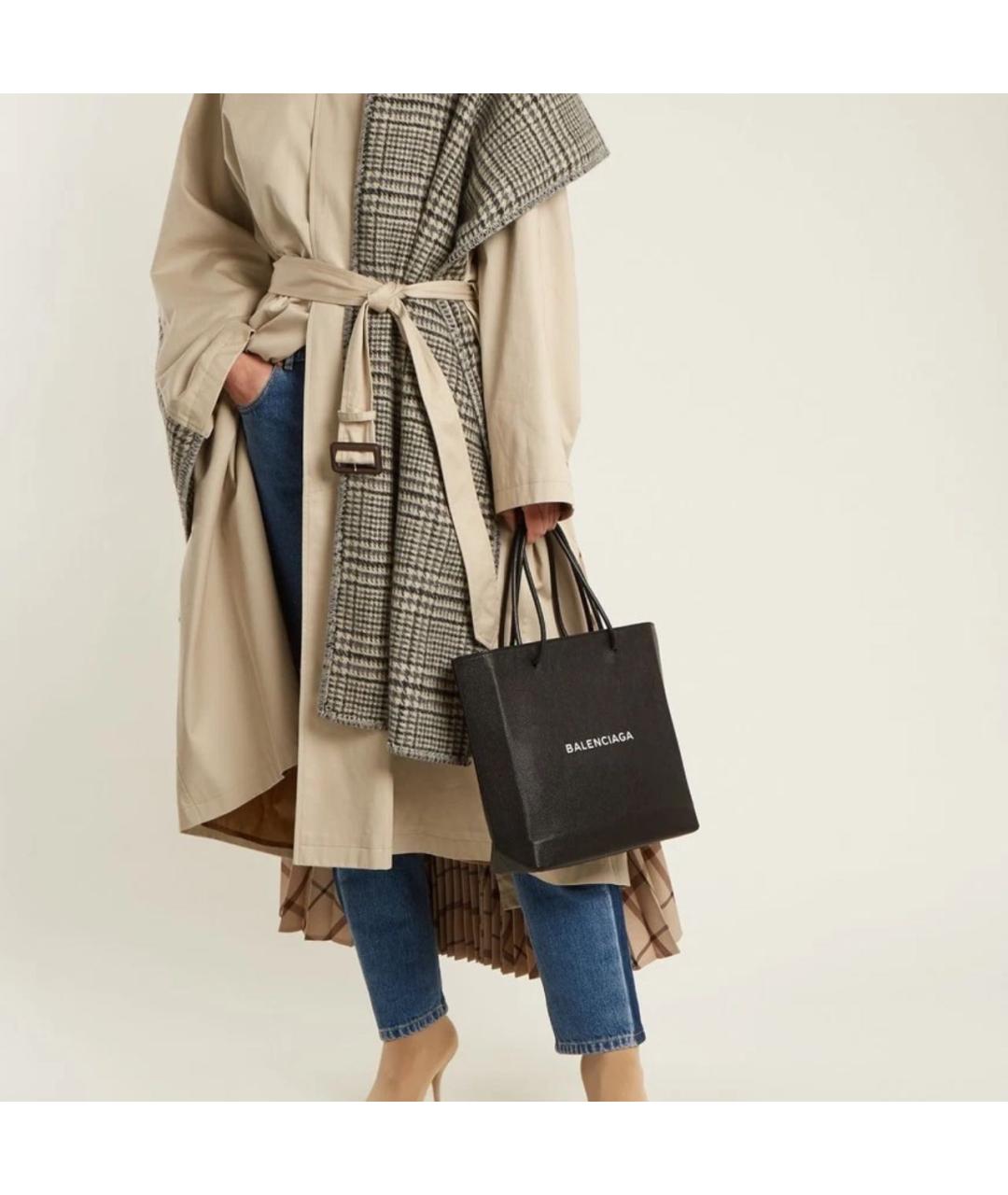 BALENCIAGA Черная кожаная сумка тоут, фото 5