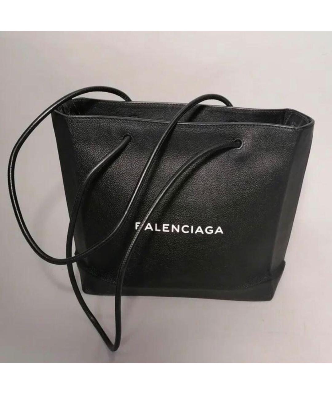 BALENCIAGA Черная кожаная сумка тоут, фото 6