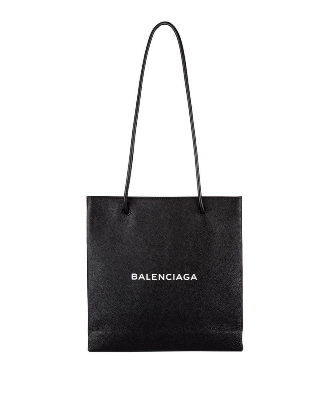 BALENCIAGA Черная кожаная сумка тоут, фото 3