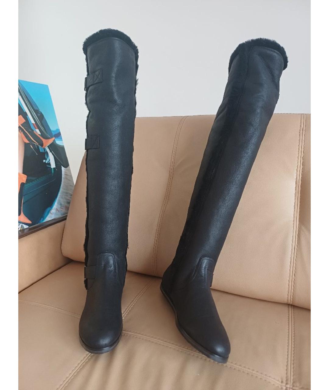 GIANVITO ROSSI Черные кожаные ботфорты, фото 4