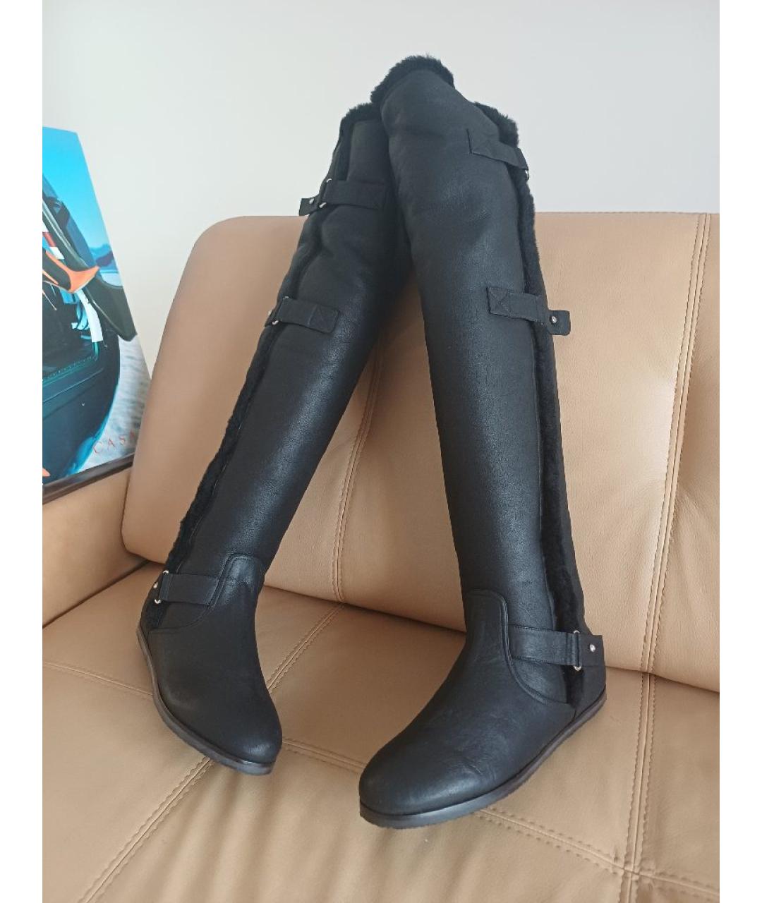 GIANVITO ROSSI Черные кожаные ботфорты, фото 3