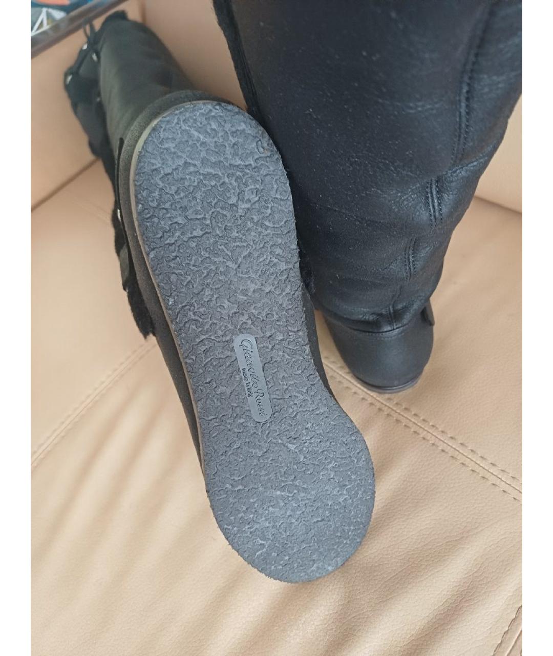 GIANVITO ROSSI Черные кожаные ботфорты, фото 8