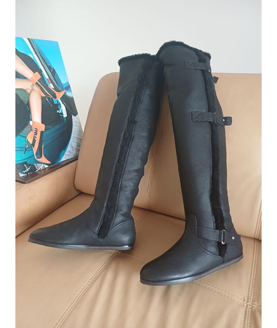 GIANVITO ROSSI Черные кожаные ботфорты, фото 2