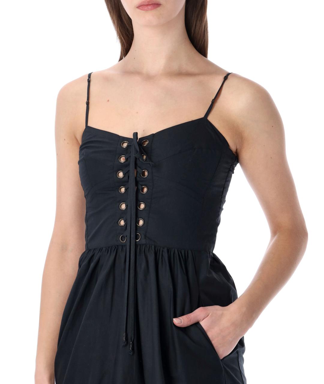 ISABEL MARANT ETOILE Черное хлопковое повседневное платье, фото 3