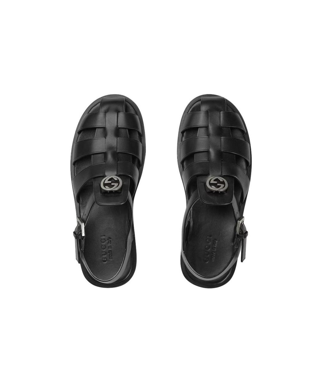 GUCCI Черные кожаные сандалии, фото 4