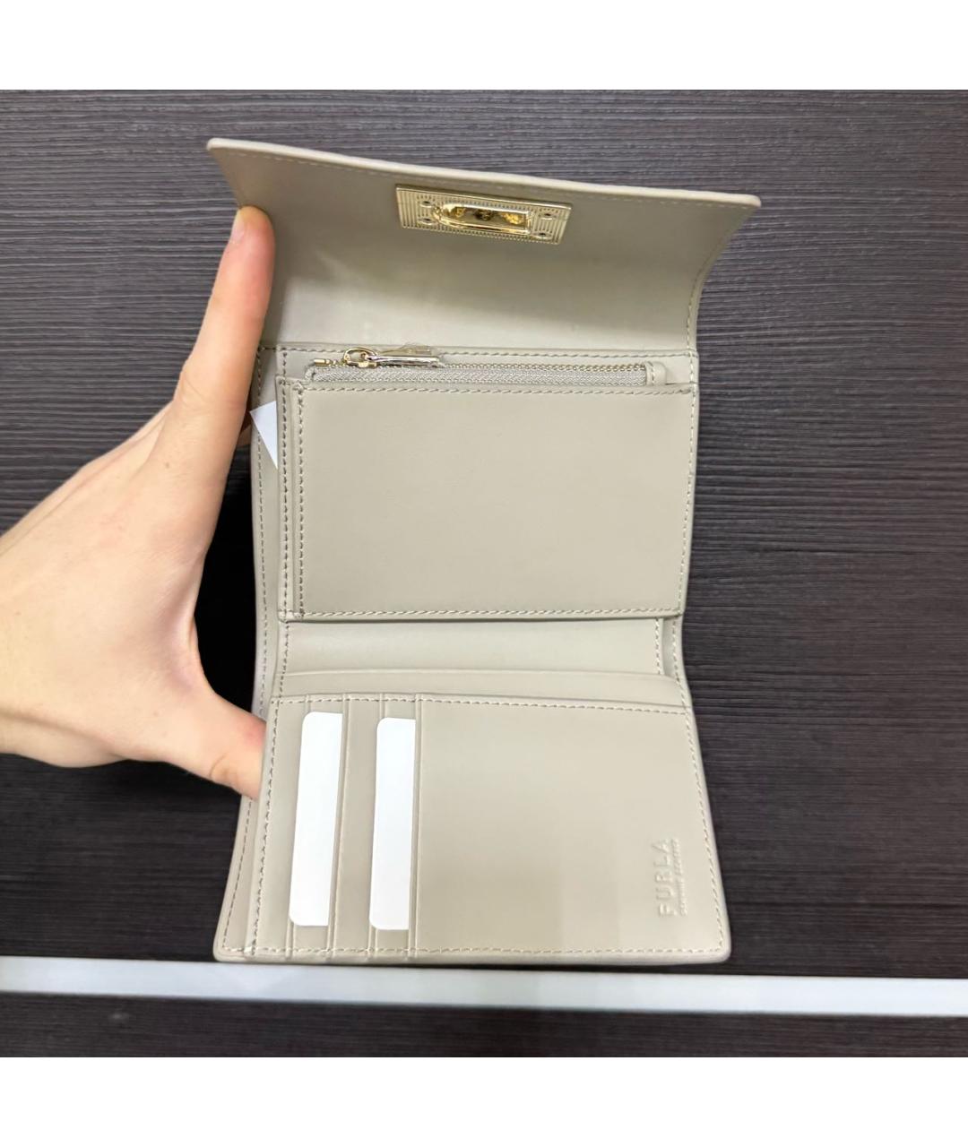 FURLA Бежевый кожаный кошелек, фото 3